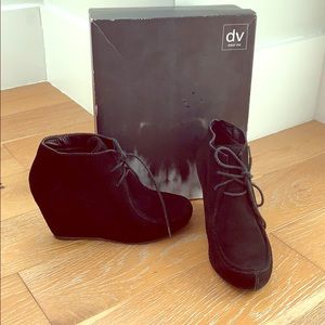 Dolce Vita Black Suede wedge booties